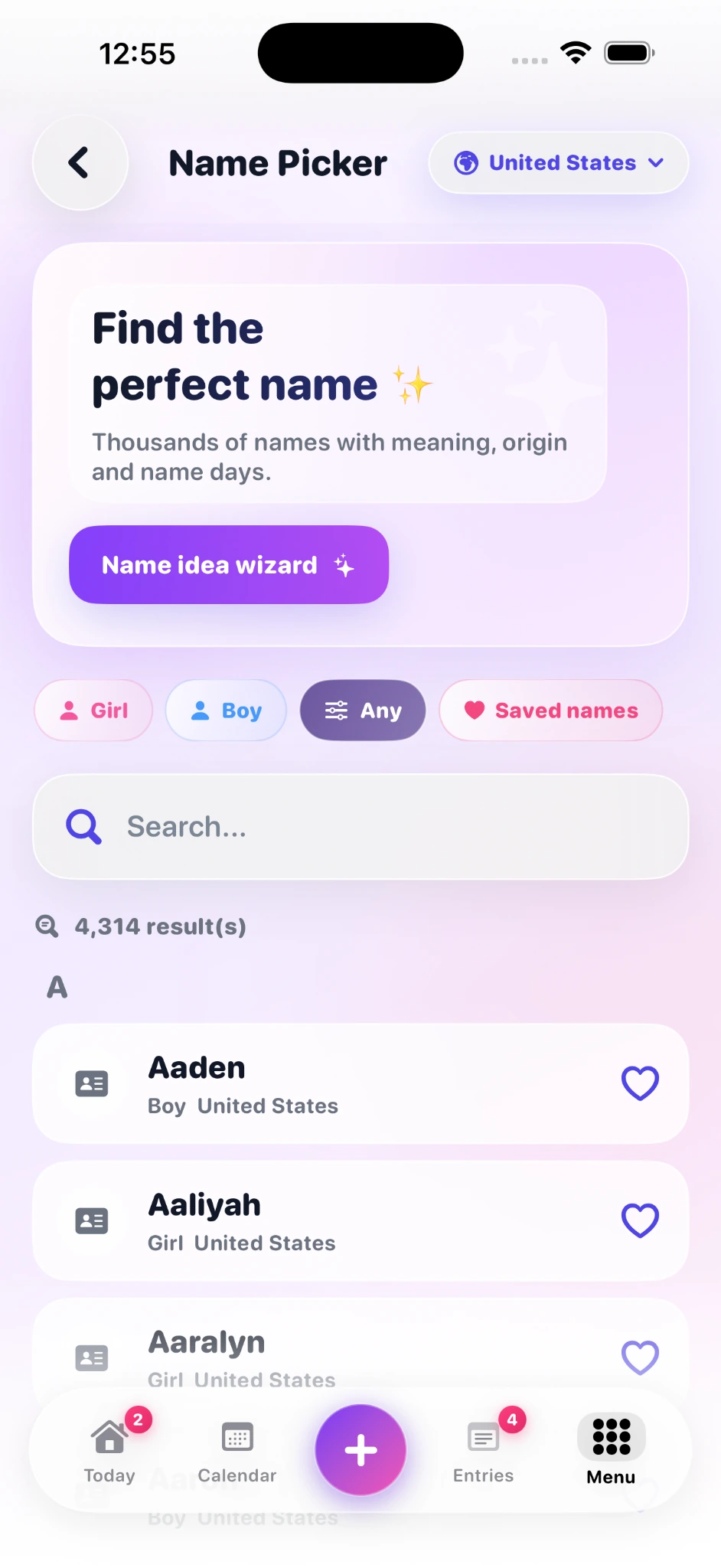Name Picker in Evently